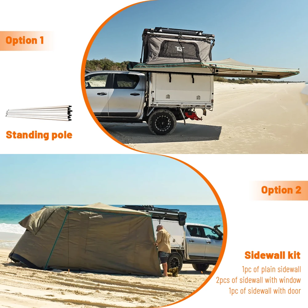270 degree 2.7 meter awning tent 4x4 offroad car roof cheap rv inflatable awning tent semi auto