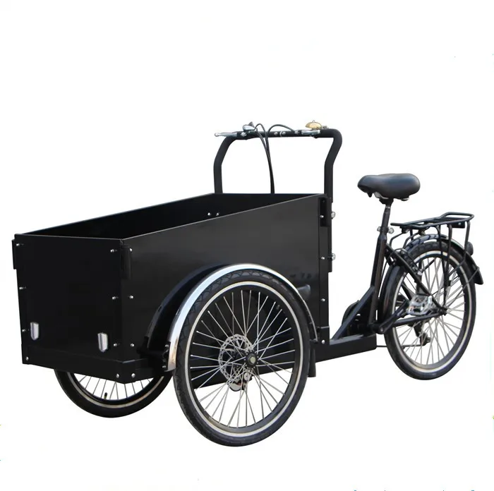 Black Color Dutch Cargo Bike 250W Electric Cargo Tricycle