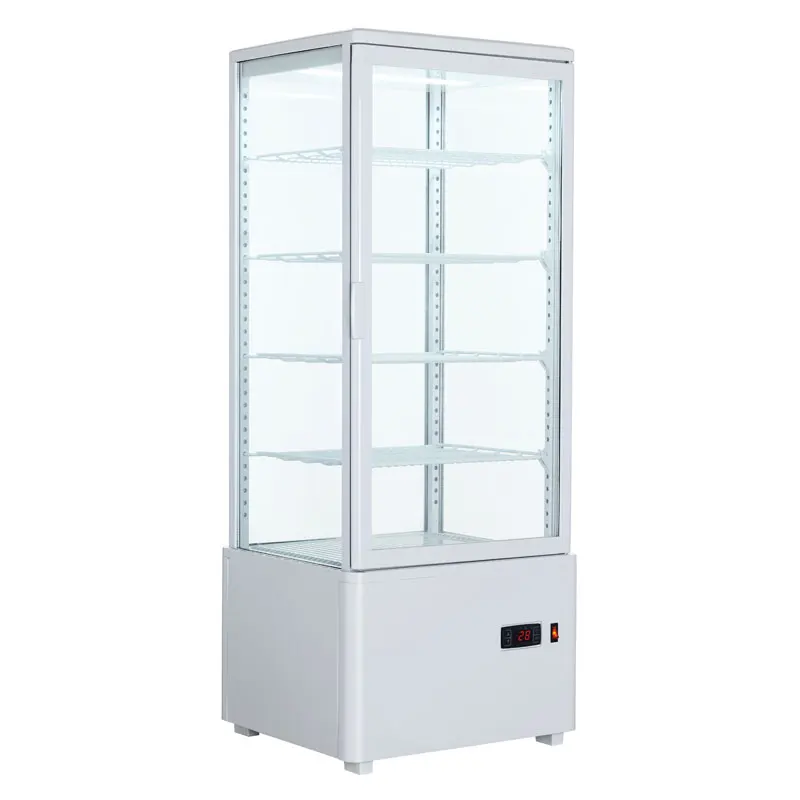98L Inside LED light Cake Bakery Showcase Four Sides Glass Display Cooler Freezer Refrigerators Fridge with Sliding Door