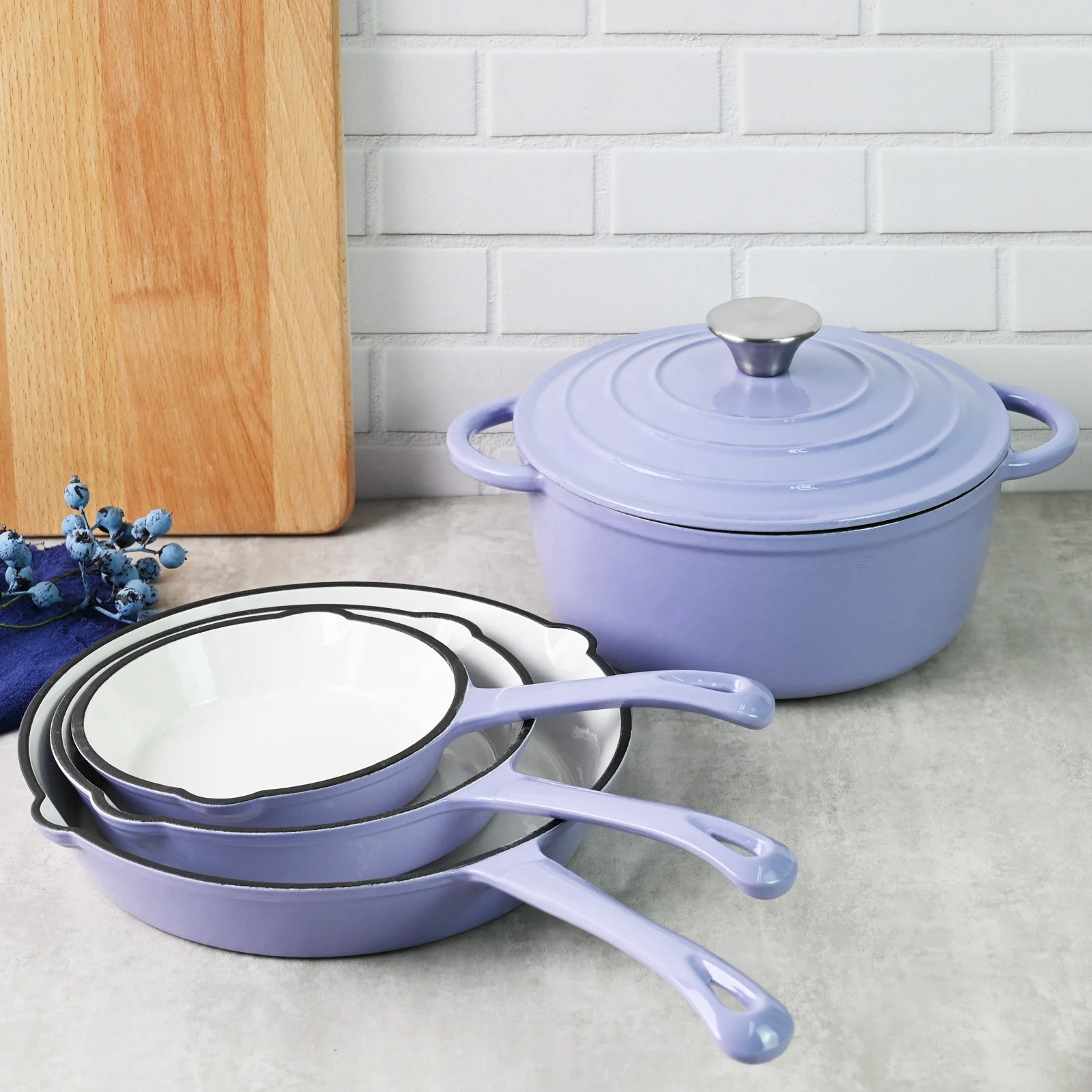 Hot Sale Factory Casting Iron Kitchen Cookware Enamel Cooking Pot Sets Enamel Cast Iron Cookware Set