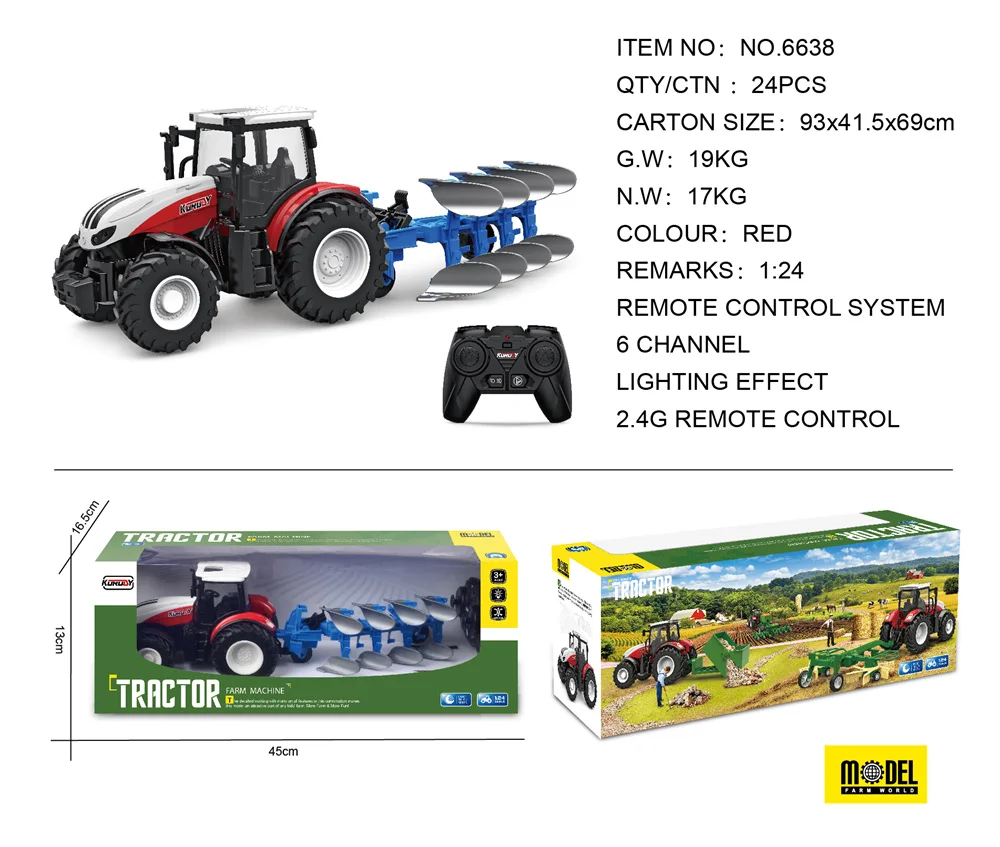 Factory Price Rc Harvester Model Car Plastic Farmer Remote Control Tractor Farm Toys For Boys