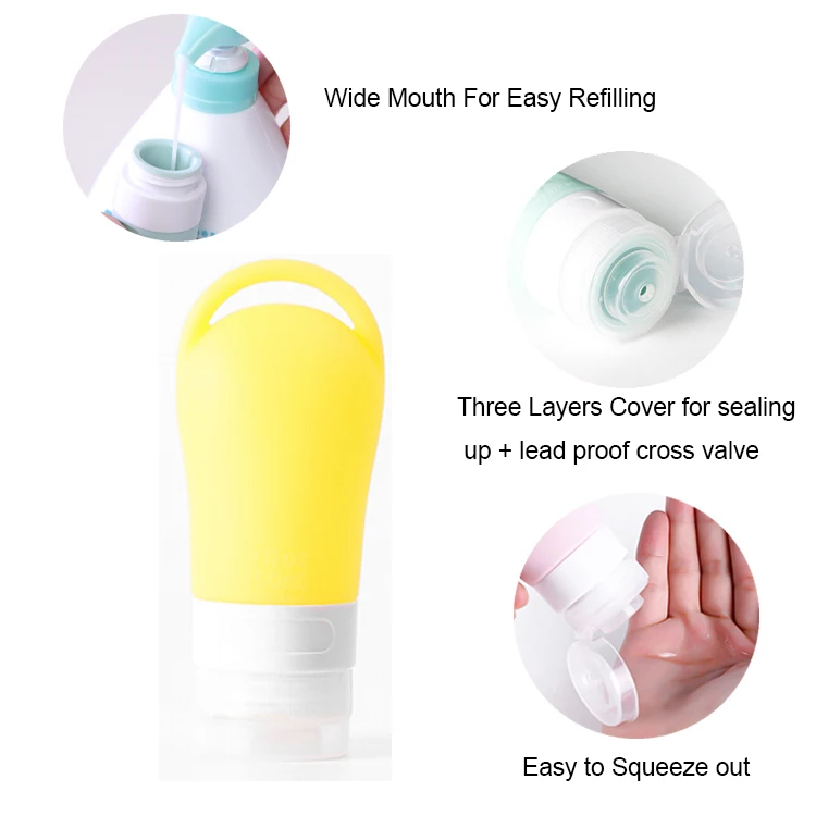  New Toiletries Containers Perfume Travel Bottles Set Leakproof Squeezable Silicone Bottle Kits with Hanging