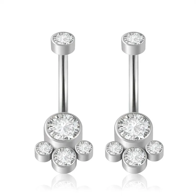 Womens Astm F136 Titanium Gemstone Belly Button Jewelry Navel Ring Body Piercing