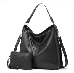 Wholesale 2022 Purses And Handbags Ladies Leather Bags Black Women Tote Bag With Clutch Set