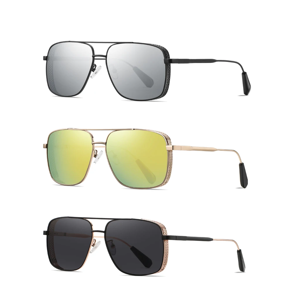 Double Bridge Sunglasses for Men Metal Frame Sun Glasses for Unisex Fashion Cool Sunglasses for Decoration Travelling