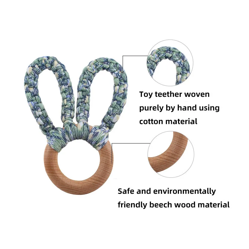 Handmade Macrame Braided Baby Pacifier Clip Wooden Dummy Chains Pacifier Holder For Boys and Girls