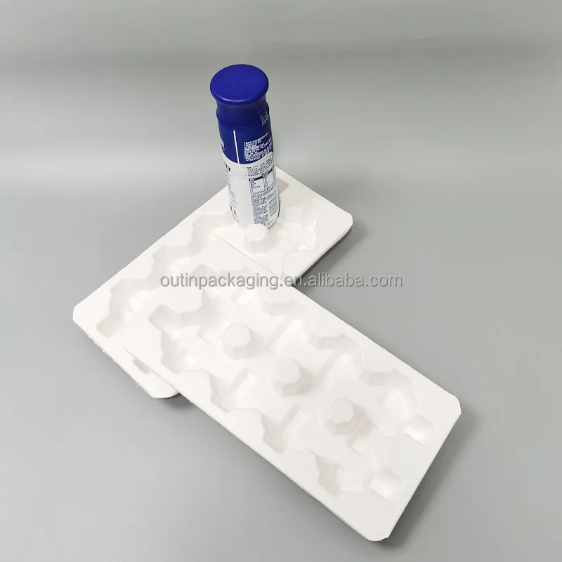 Custom Design Sustainable Eco Friendly Paper Mould Pulp Box Inner Tray mold Paper Pulp Packaging tray for food bottle shipping