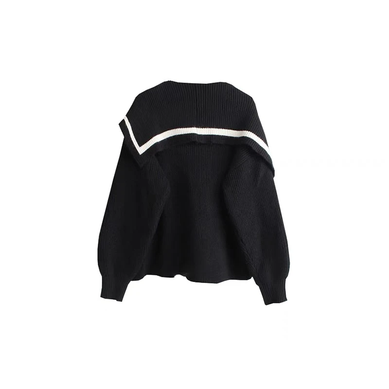 2024 Autumn Fashionable girls turn-down neck long sleeve free size cable knit women sweater
