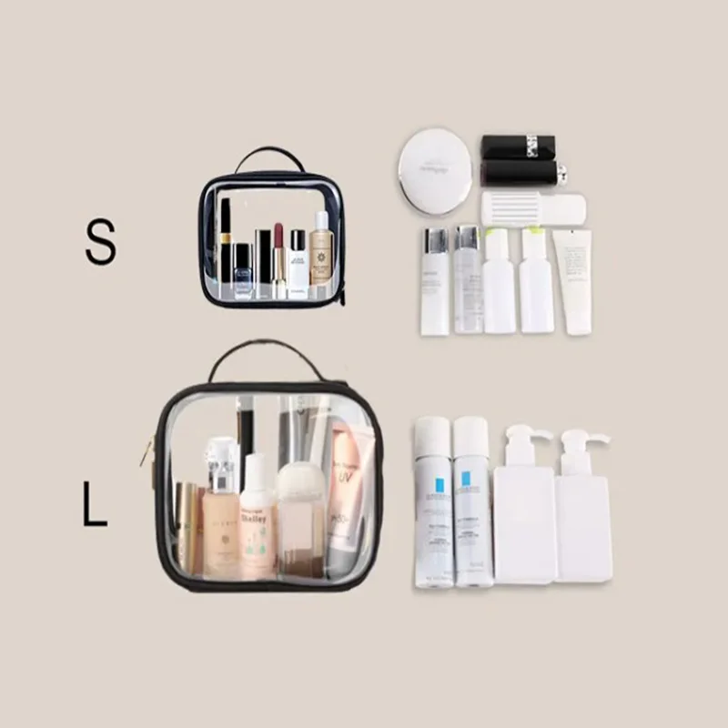 Оптовая продажа дорожная Водонепроницаемая косметичка для туалетных принадлежностей на молнии с логотипом под заказ прозрачная из ПВХ