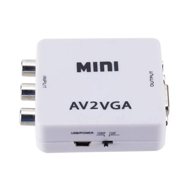Mini AV to VGA Converter Jack Audio AV2VGA HD Video RCA PC Data to TV Adapter
