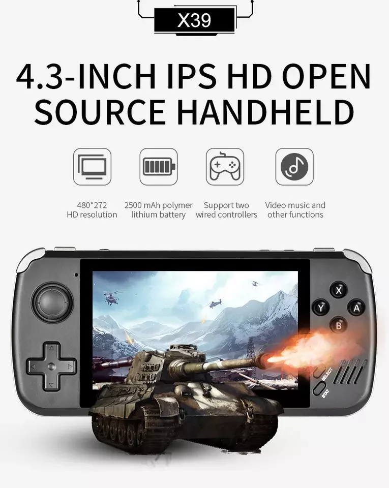 4 3 дюймов IPS экран POWKIDDY X39 портативная игровая консоль 32G/64G Ретро Игровая приставка Музыка MP3 MP4