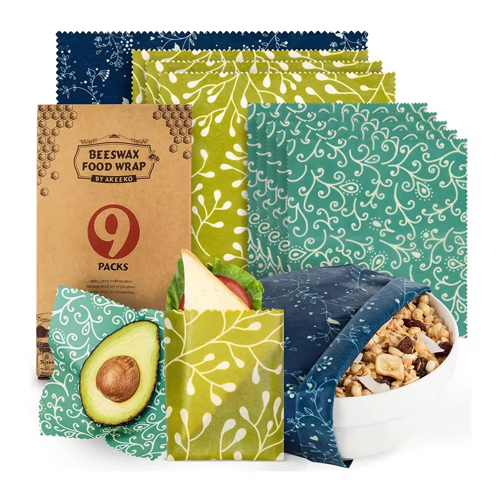Reusable Food Storage Bags Beeswax Covers Vegetable Fruit Bags Custom Beeswax Wrap for beeswax wraps food wraps
