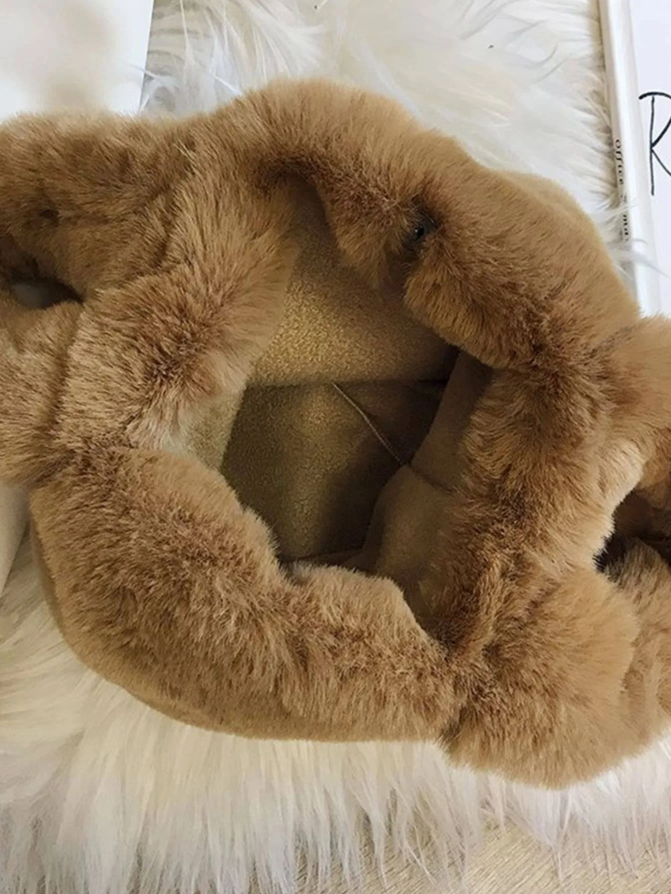 Brown fashion lady plush tote bag