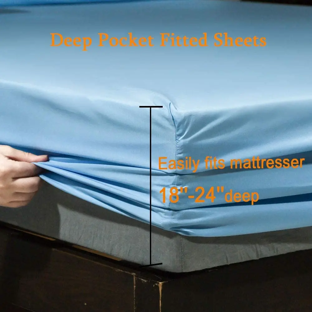 2021 New Bed Sheet Designs - 4 Pieces Home Bedding Set King size with Side Pocket on Fitted Sheet