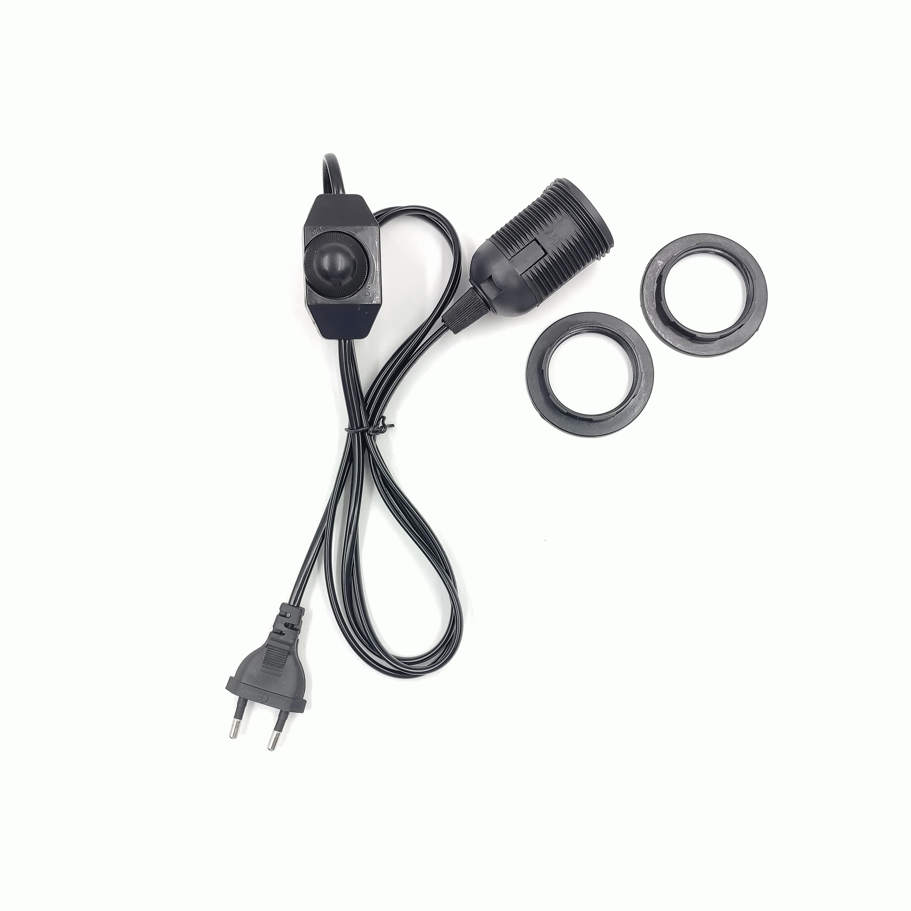 EU Plug 301 dimmer Switch E27 lamp holder with double ring cable bipost lamp socket bulb wire Himalayan salt lamp holder