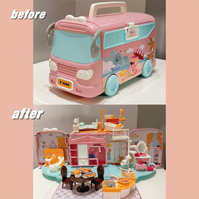 Koala Diary, RV, Family, Storage, Transformation, Bus, Villa, Doll House, Car Model, Toy Girl Gift