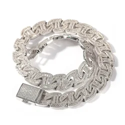 New heavy big punk iced out zirconia hip hop stainless steel cuban link chain for men and women
