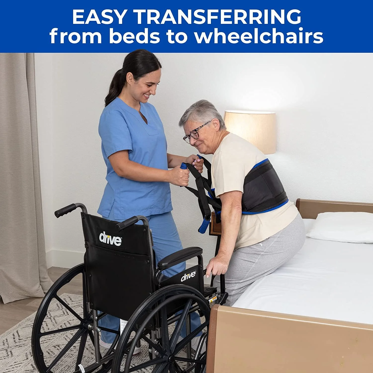 TOPFENG Transfer Belts Patient Lift Aid for the Elderly, Disabled, Seniors, Injured 34 Inches Non-Slip Belt with Padded Handles