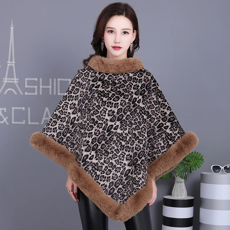 Women Autumn/Winter Season Free Size Leopard Fur Warmth Thick Scarf Velvet Fur Cashmere Shawl