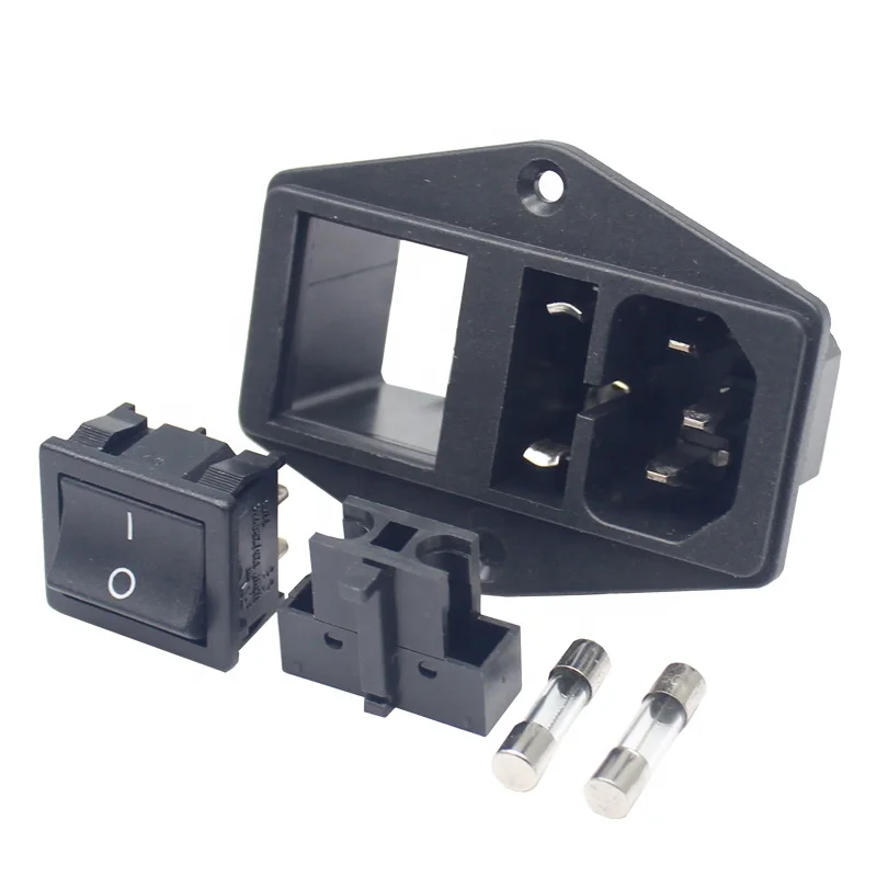 10A 250VAC AC socket double fuse 3 pin IEC320 C14 inlet plug fuse switch