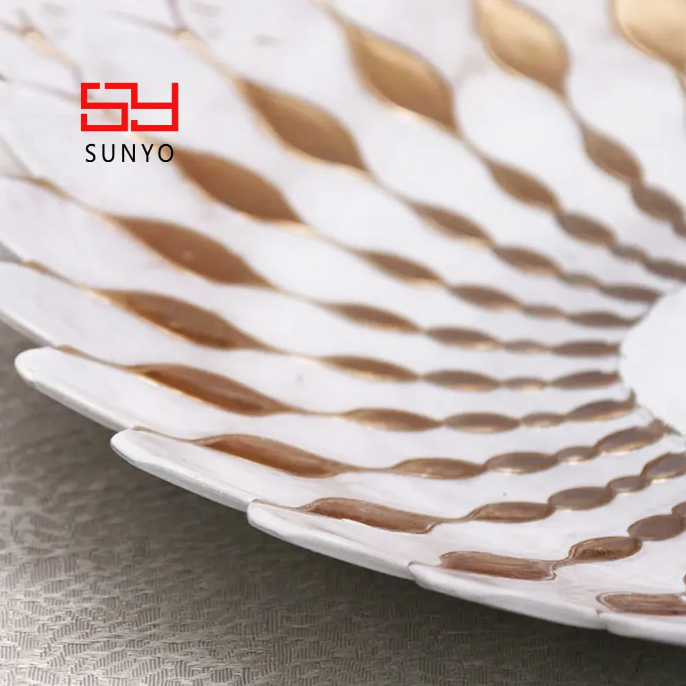 33cm 27cm 27cn 21cm Hand Craft Attractive Kitchen and Tableware Wedding Unique Gold Round Color Charger Salad Food Plate