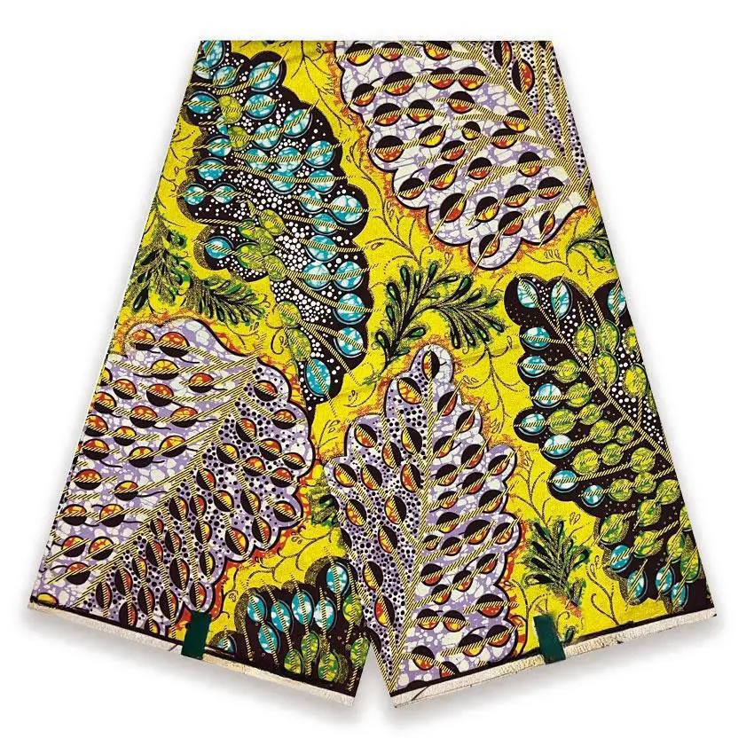 Golden Glitter Fabric Cotton Grand Super From Dubai Original Wax Print Dress