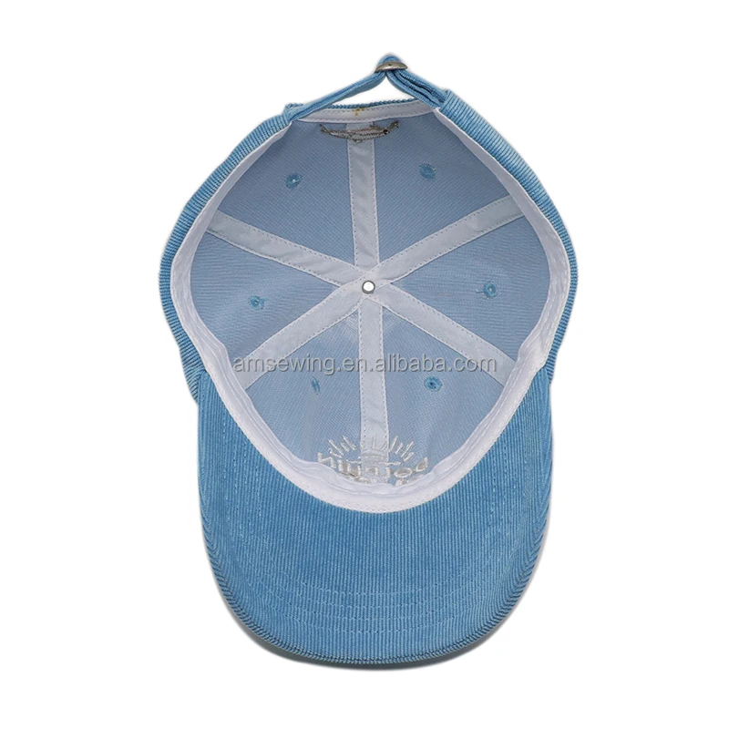 High Quality 6 Panel Custom Embroidery Logo Wholesale Touch Fasteners Snapback Caps Corduroy Unstructured Flat Brim Dad Hats