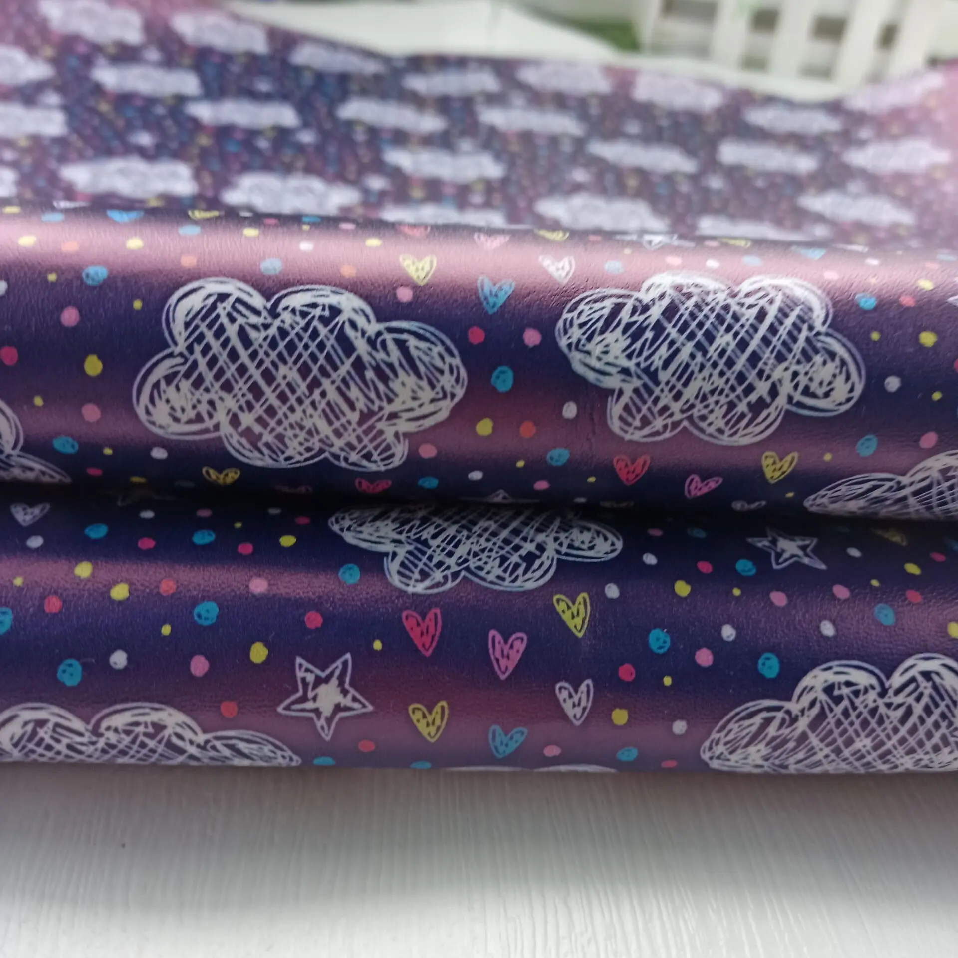  2021 New Cloud Custom Print 70%PVC 30%Polyester Faux Leather Vinyl Fabirc For Car Seat