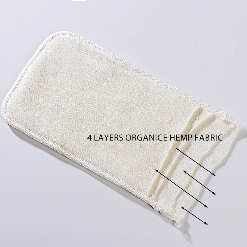 Babyshow RTS 13.5*35CM Organic Bamboo Hemp Inserts 4 Layers Natural Eco-friendly Cloth Diaper Inserts Washable Nappy Booster