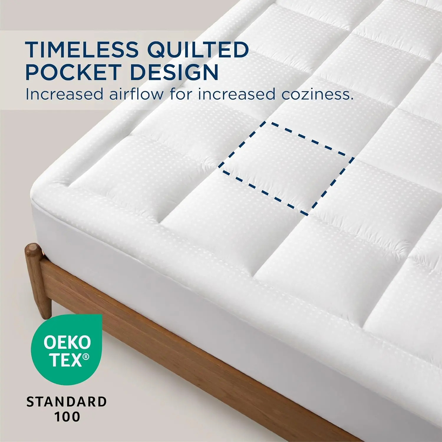 OEKO Certificate Mattress Pad Queen Size Soft Cotton Mattress Cover with Deep Pocket Fits 8-21 Inch Mattress
