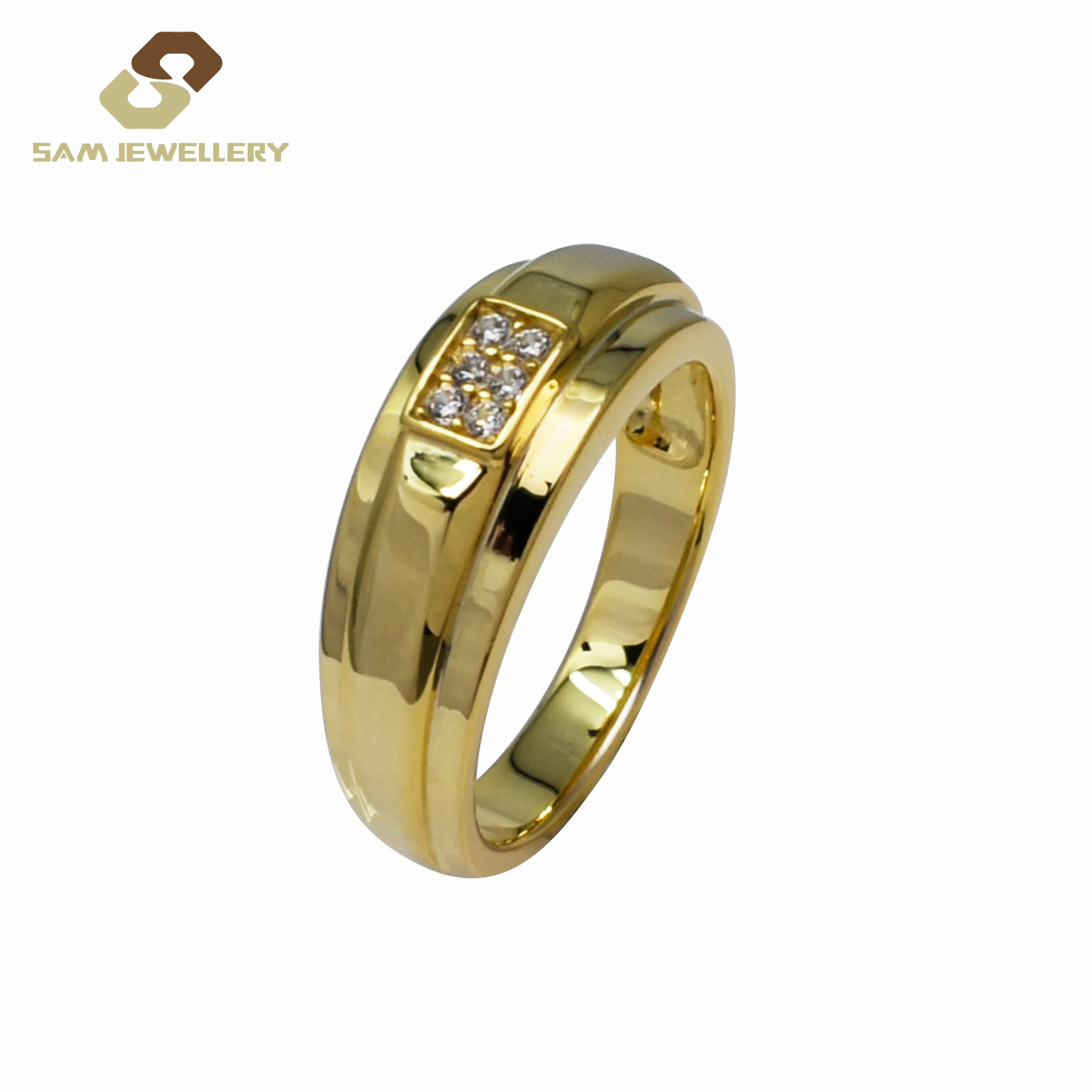 Best Selling Men Jewelry Saudi Arabic 18k Gold Plated Noble Man Engagement Band Finger Ring