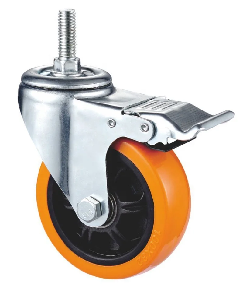 M12 thread stem cart caster 4 inch 100mm*32mm  PVC heavy duty caster wheel 100kg loading capacity handtruck caster