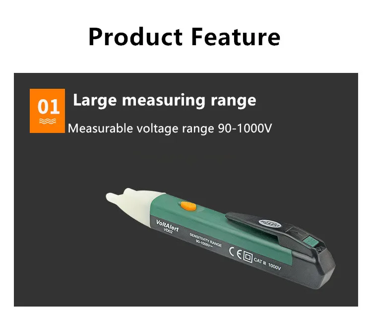 Safety Sound Light Alarm Intelligence Non Contact Electrical Test Pen With Induction Function