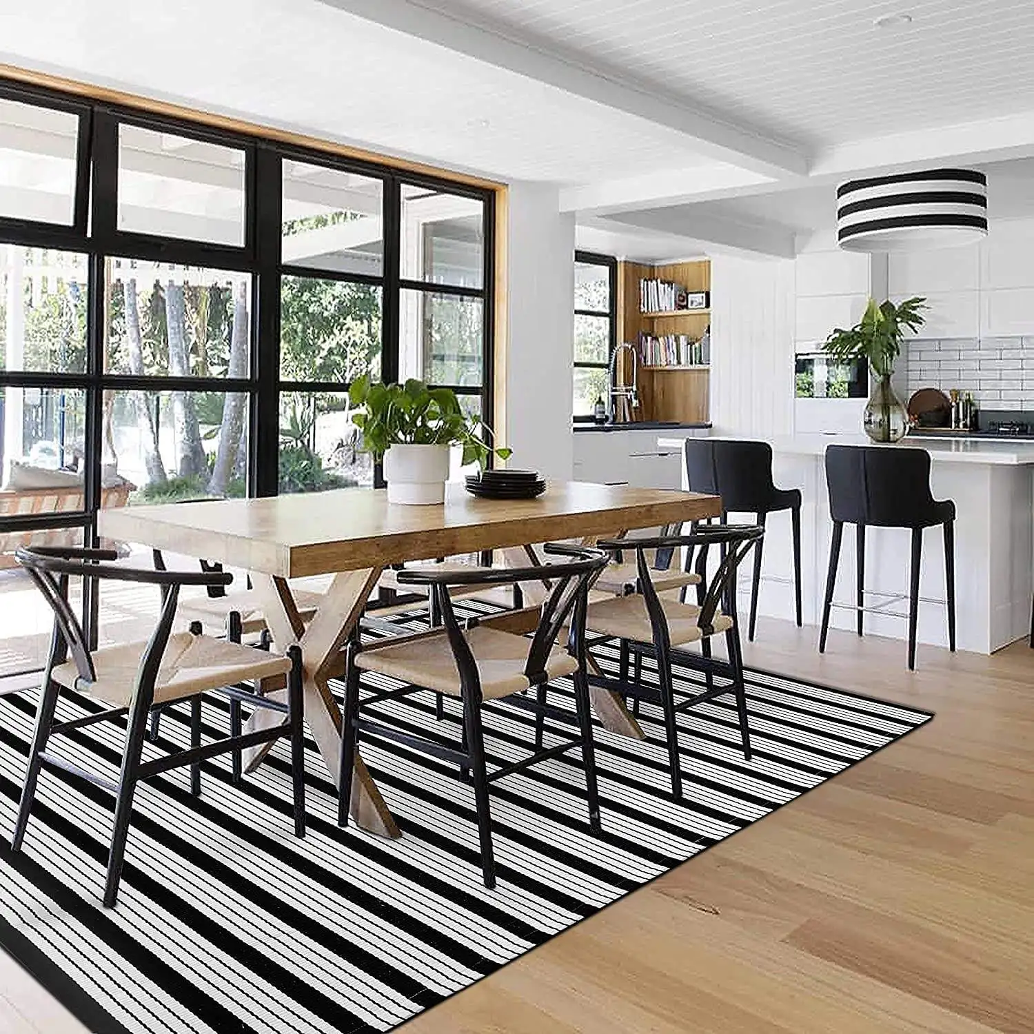 Коврики для прихожей из переработанного хлопка в стиле бохо, прикроватный коврик, черный и белый коврик в клетку, напольный коврик для дома, отеля