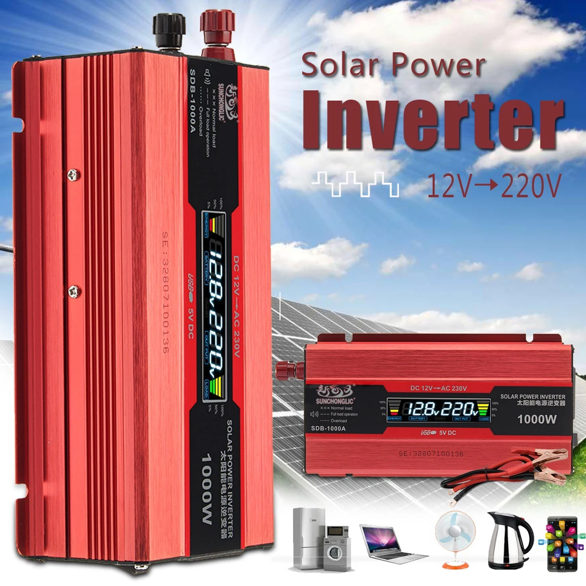 Sunchonglic inverter 12v 220v 1000w 1000 watts 1000va power inverter modified sine wave