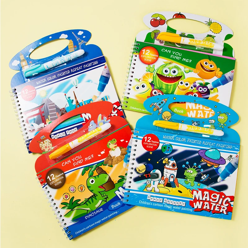 Magic Water Drawing Book With 1 Magic Pen Kids Educational Learning Toy