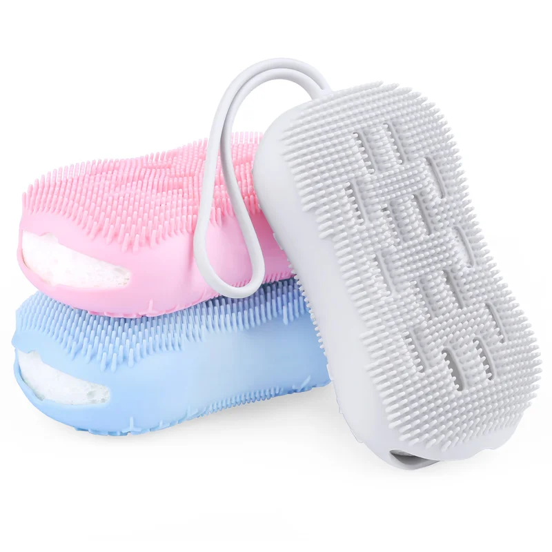  Новые идеи щетки для тела Loofah губка ванны силиконовые сухого отшелушивания и очистки