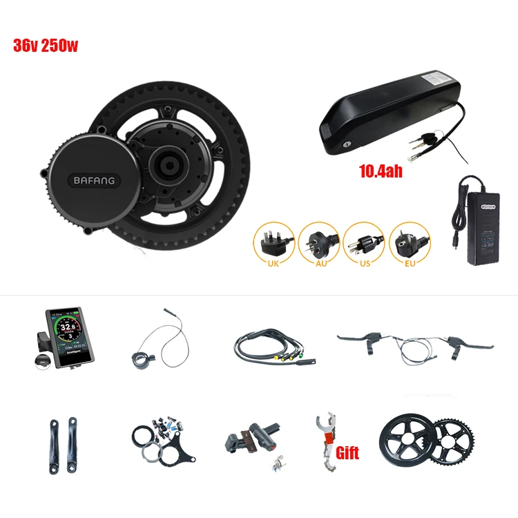 Display c18 36v 13ah battery e-bike conversion kit bafang bbs01 36v 250w mid drive motor