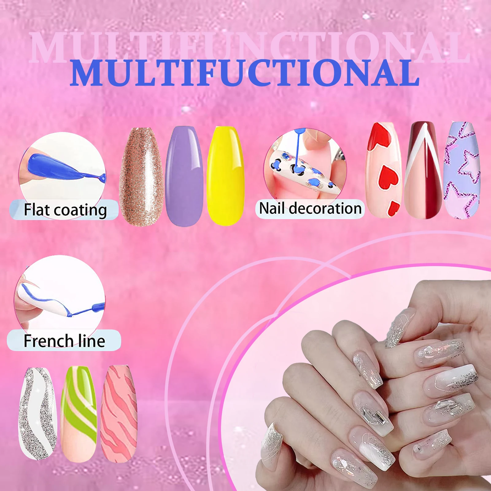 BCOL Wholesale Hot Golden Colors New Design Gel Polish Kit For Nails OEM Liner Set Nail Art Painting 2 Bottles 10ml