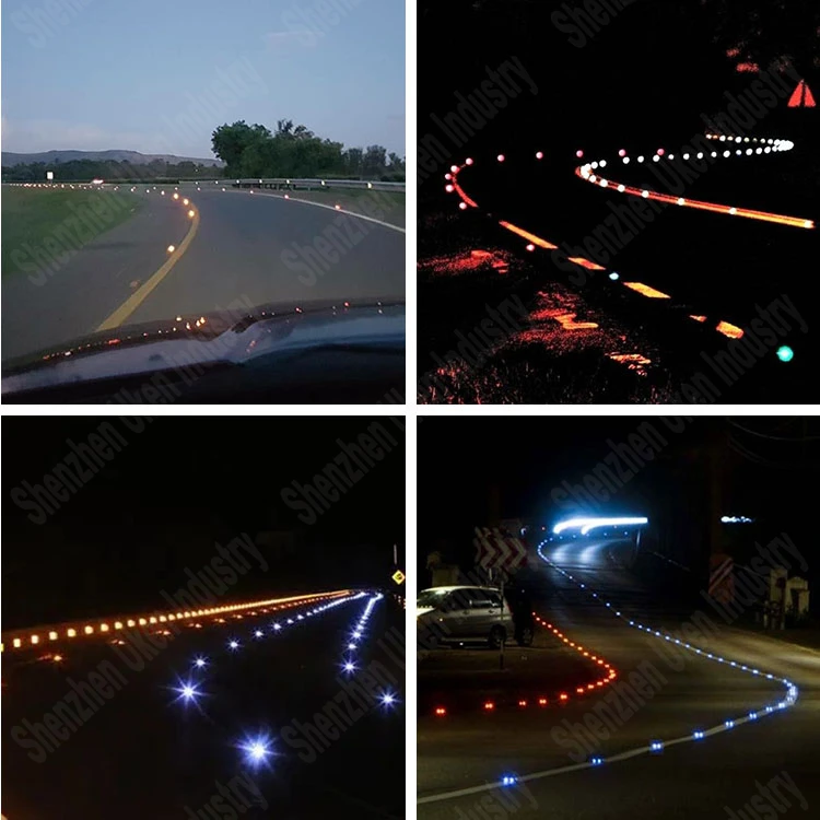 Aluminum Solar Powered Driveway Cat Eye Reflector LED Road Marking Stud Traffic Safety Reflective Flashing Pavement Marker Light