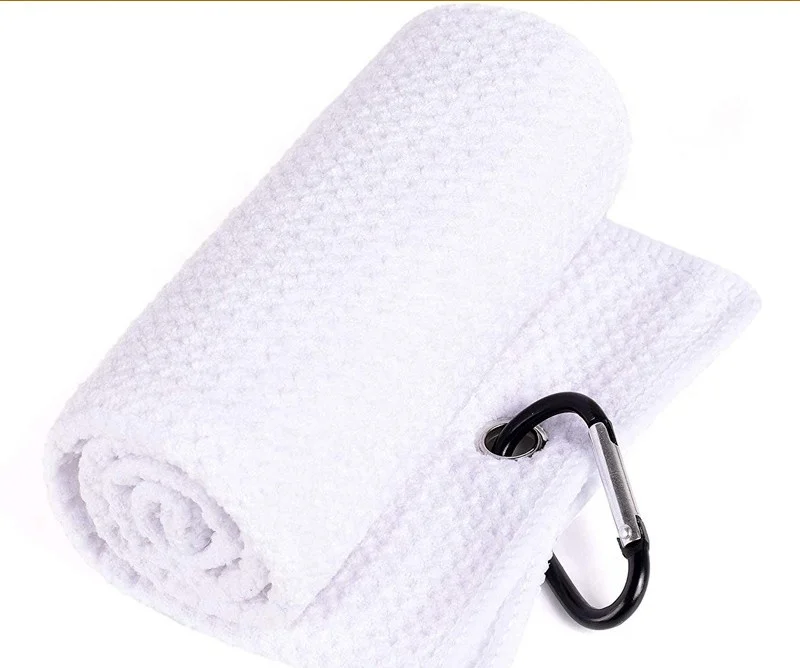 Custom Personalized Printed Cotton Material Quick Drying Golf Towel With Grommet And Golf Brush Set Blank Printing Golf Towels