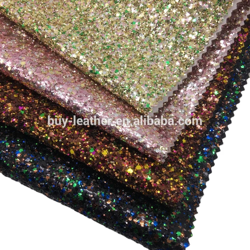 Wholesale Chunky Glitter Leather Fabric For Birthday Crown