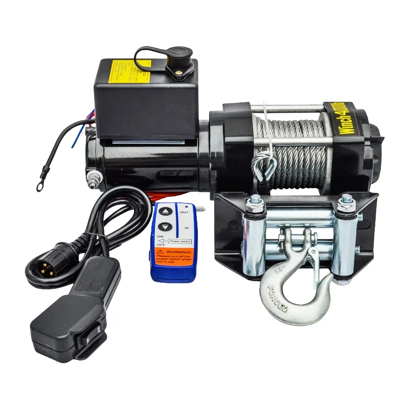 12V 24V 4WD off road 4x4 car electric winch with synthetic rope 12V Mini Electric Winch For Boat
