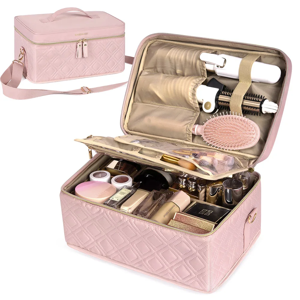 BAGSMART luxury large makeup bag cosmetic bag professional makeup case