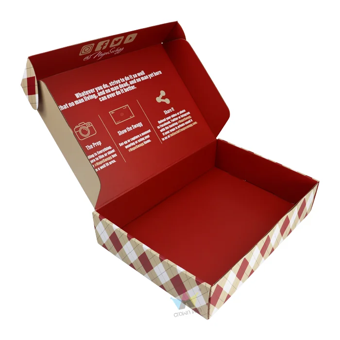 Battery Powered Heater Corrugated Cardboard Shipping Mailer Christmas Packaging Bulk Custom Logo Red Colored Flat Shipping Box