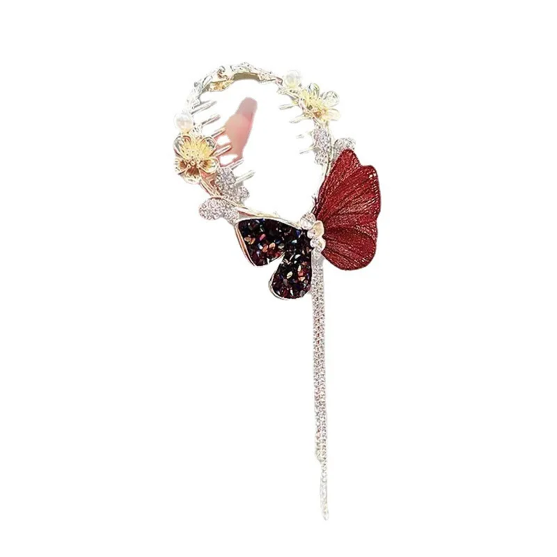 Wholesale Luxury Pearl Hair Claw Clips For Women Ponytail Rhinestone Butterfly  Hair Clips Accessories