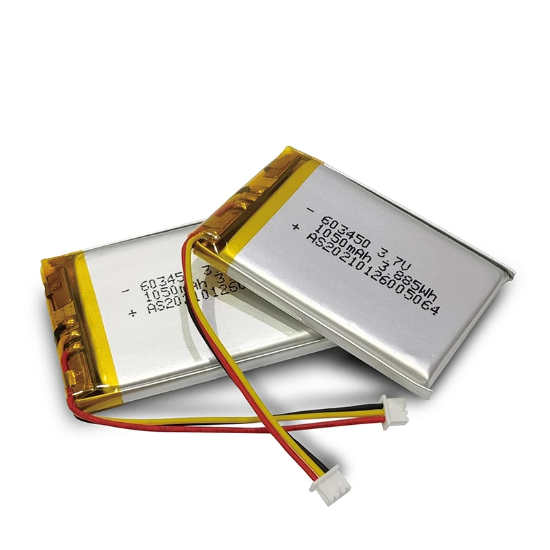 UL1642 CB KC certified 603450 lipo battery 3.7V 1050mAh 1000mAh 063450 lithium ion polymer battery with PCB
