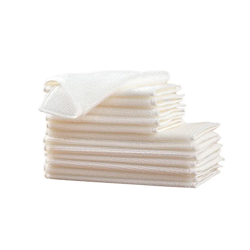 Bamboo Kitchen Wash Cloths 6 Pack Dish Rags White Terry Dish Kitchen Towel Cleaning Rag Super Absorbent Fast Drying Soft Durable