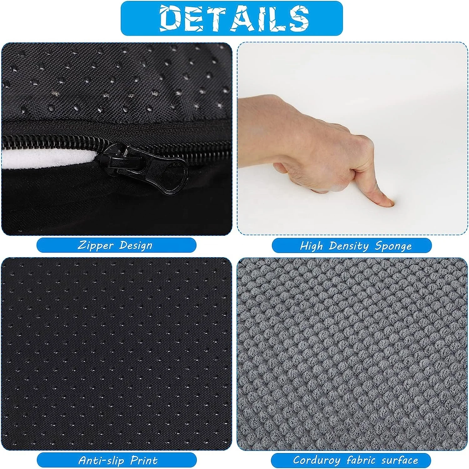 4 Tiers Extra Wide Foam Pet Dog Steps Ramp for Short Leg Dogs | Non-slip High Density Foam Dog Stairs for Climbing Bed or Couch