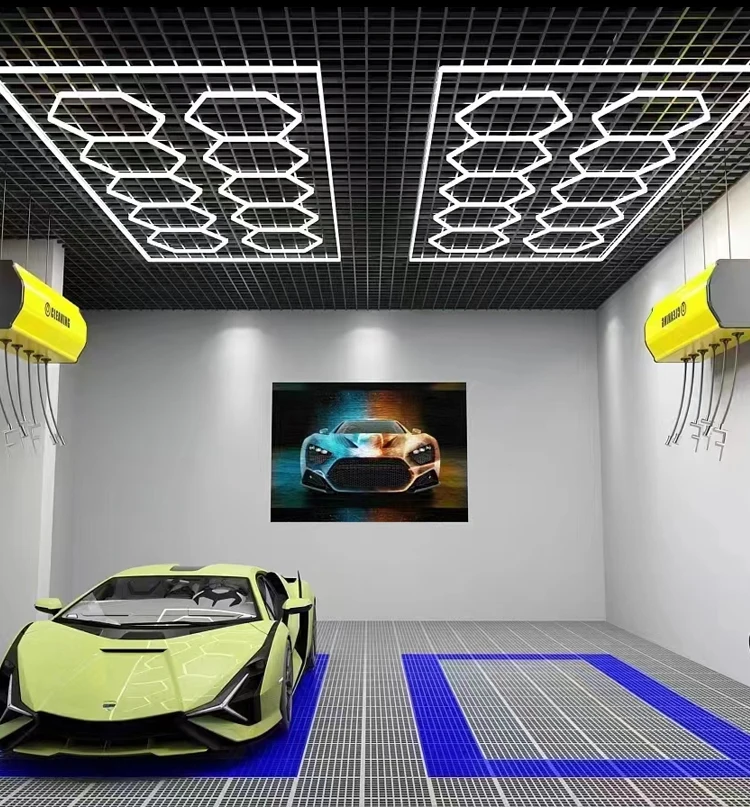 Professional Customized Combination Ceiling Lighting Hexagon Detailing Workshop Ceiling Led Light